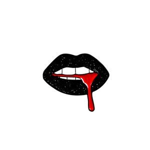 Black Glitter Lips Drooling Mouth Enamel Pin